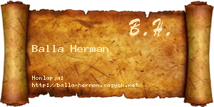 Balla Herman névjegykártya
