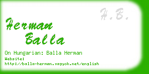 herman balla business card